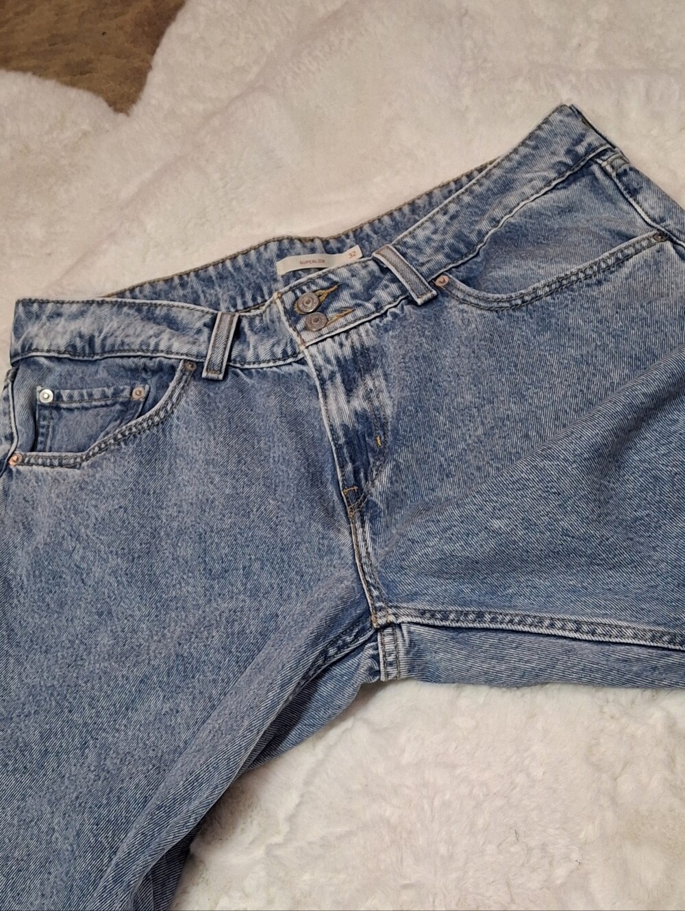 Levi's Superlow Denim Jeans Light Wash Relaxed Straight Leg Women Size 32 - Picture 5 of 16